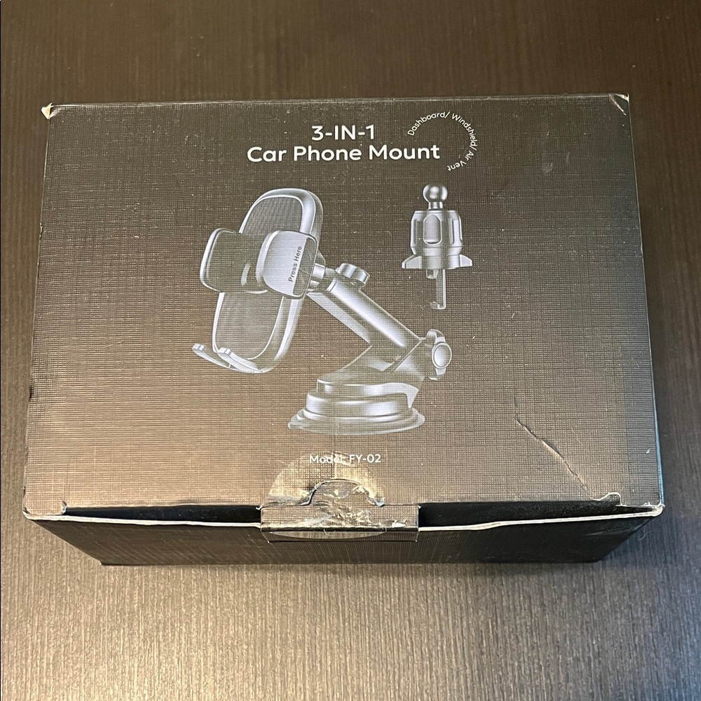 Black 3-in-1 Car Phone Mount